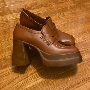 Steve Madden “Perry” brown platform loafers **ONLY WORN ONCE!!** GREAT condition